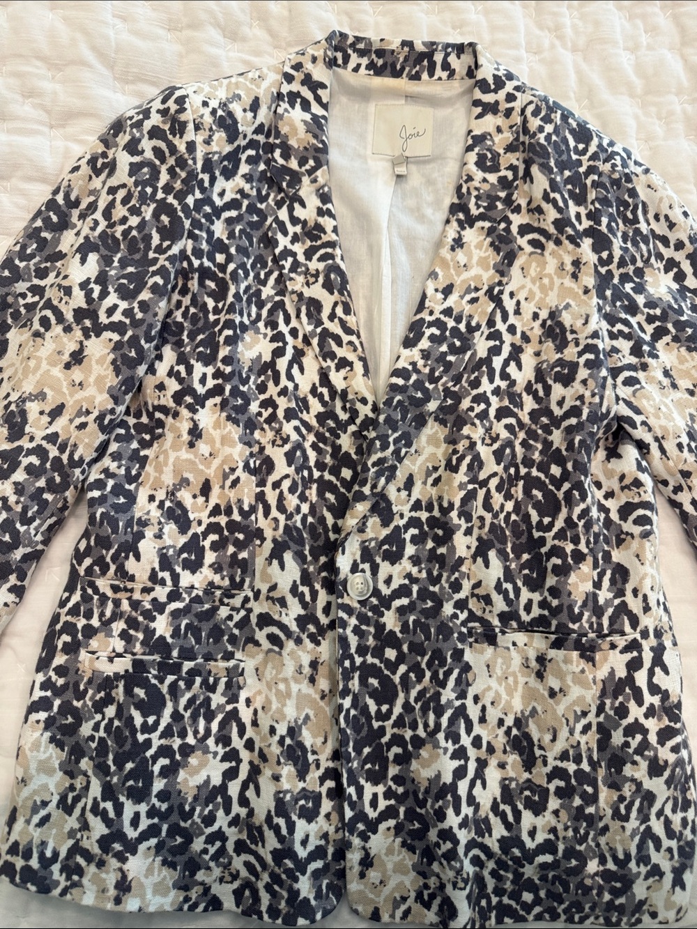 Joie Leopard Print Blazer in Beige, Black and Cream